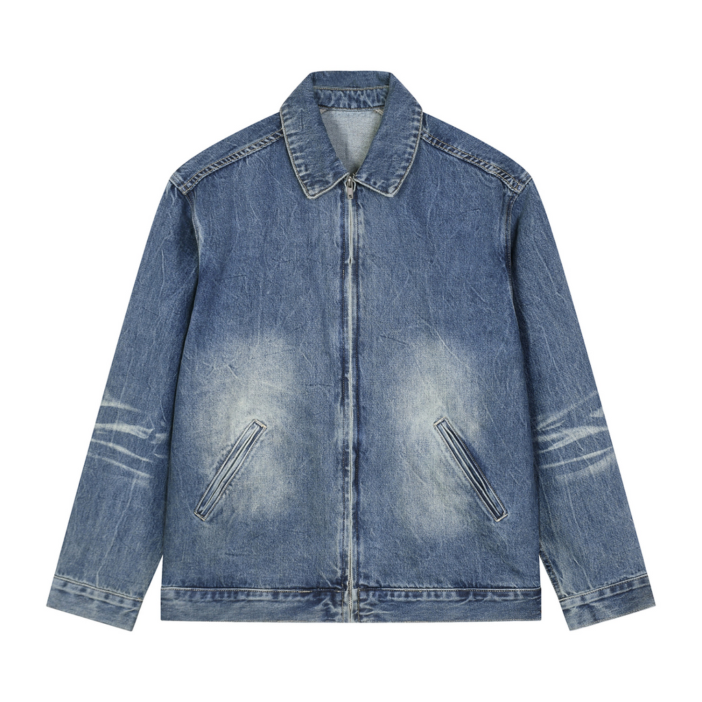 The Cross Is Calling Zip-Up Denim Jacket by Psalm24, Christian outerwear — product image 2