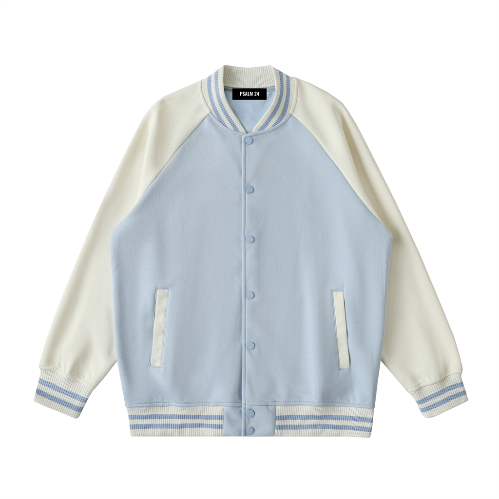Floral Cross Two-Tone Raglan Sleeve Varsity Jacket by Psalm24 — product image 2