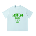 Jesus Sky Blue Oversized Tee by Psalm24, heavyweight Christian streetwear — product image 1