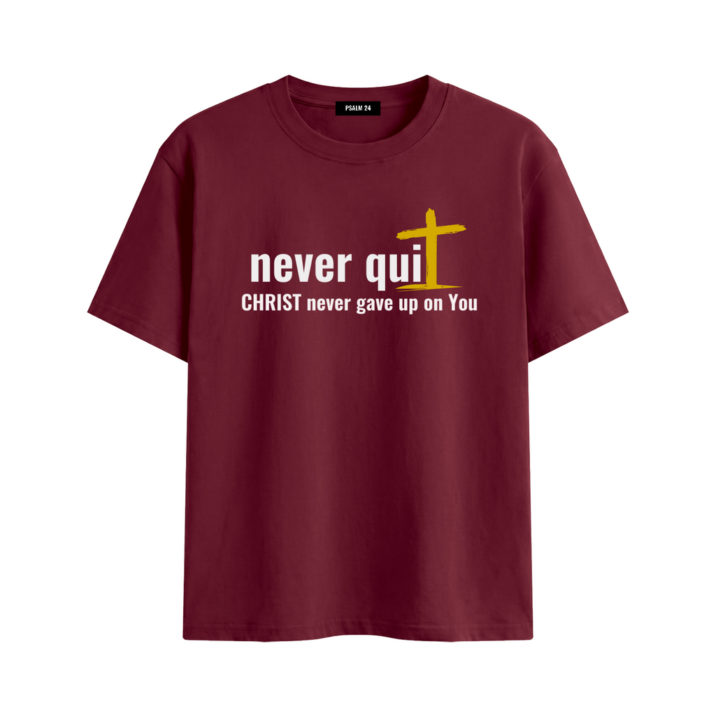 Never Quit Cotton Tee by Psalm24, Christian motivational t-shirt — product image 1